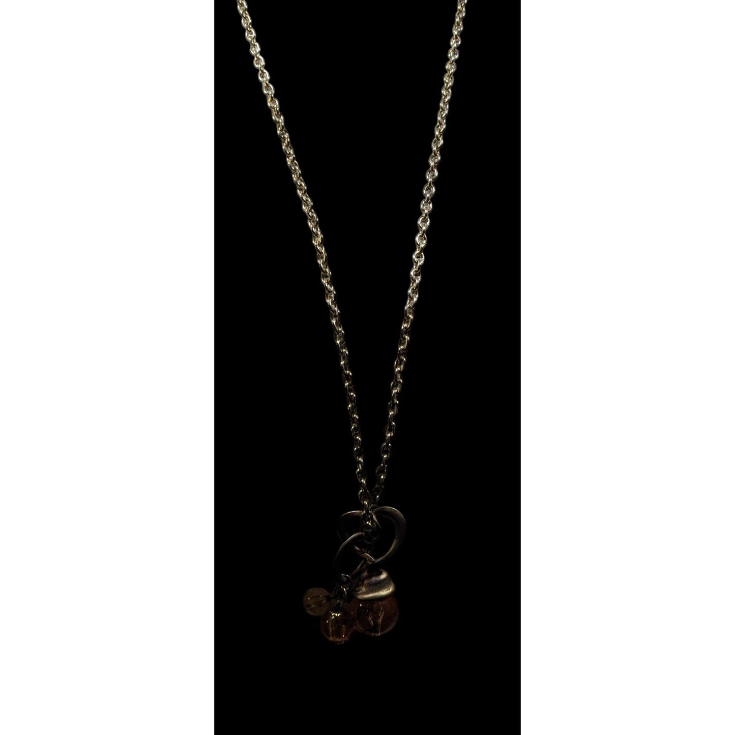 Vintage Honey Glass Beaded Charm Pendant Necklace