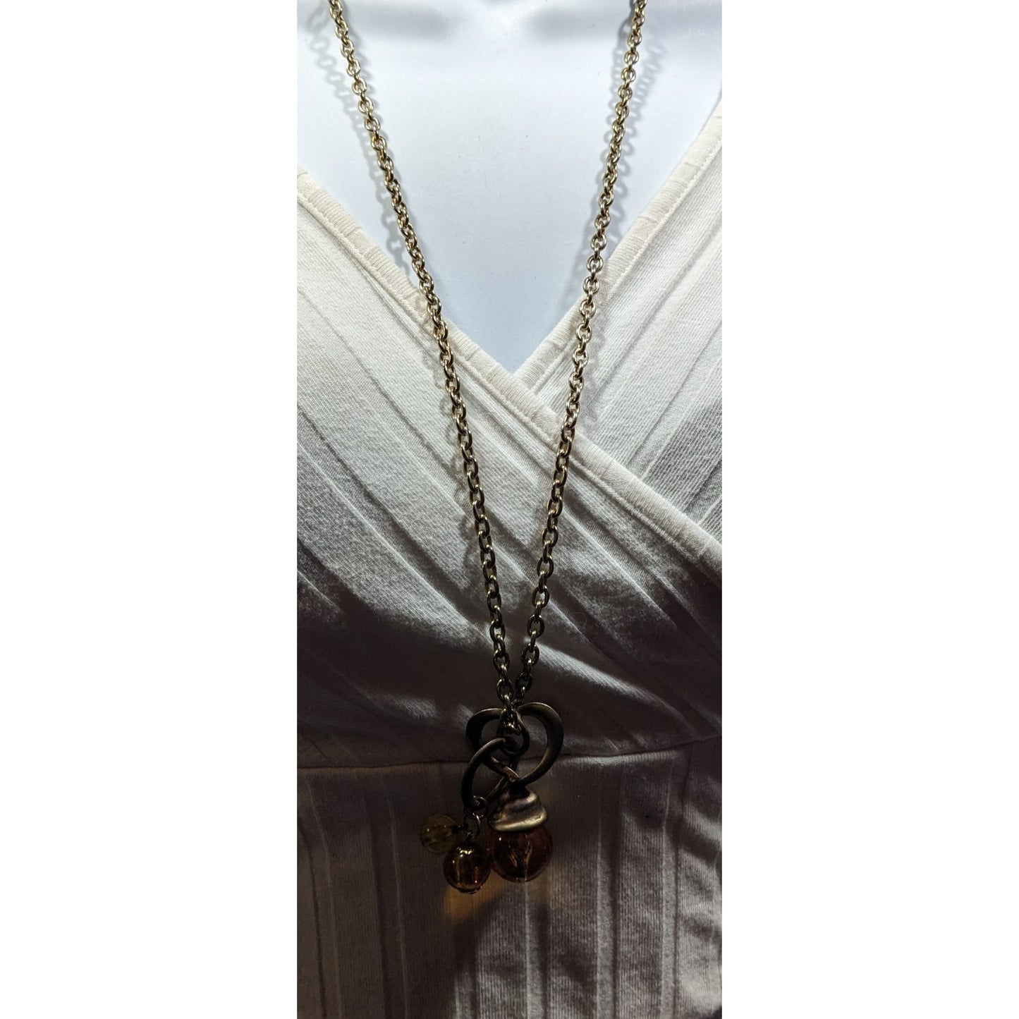 Vintage Honey Glass Beaded Charm Pendant Necklace