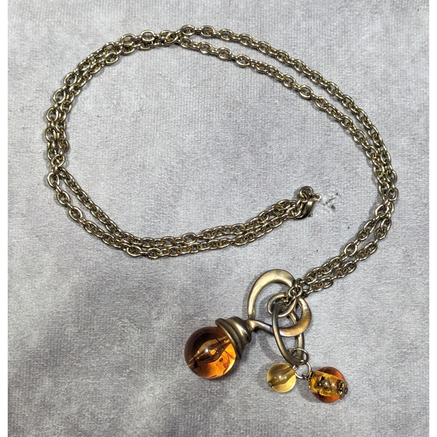 Vintage Honey Glass Beaded Charm Pendant Necklace