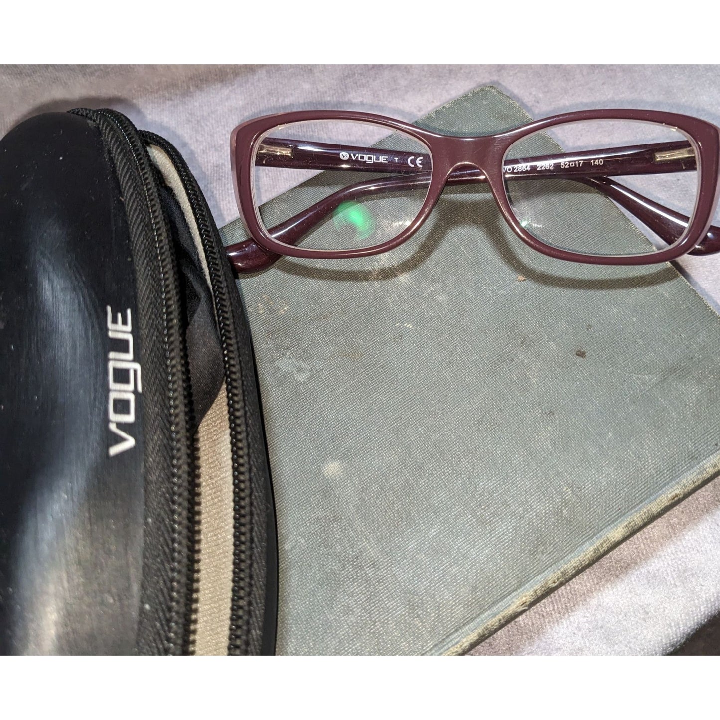 Vogue Eyewear Mauve Purple Rectangular Frames With Case & Cloth