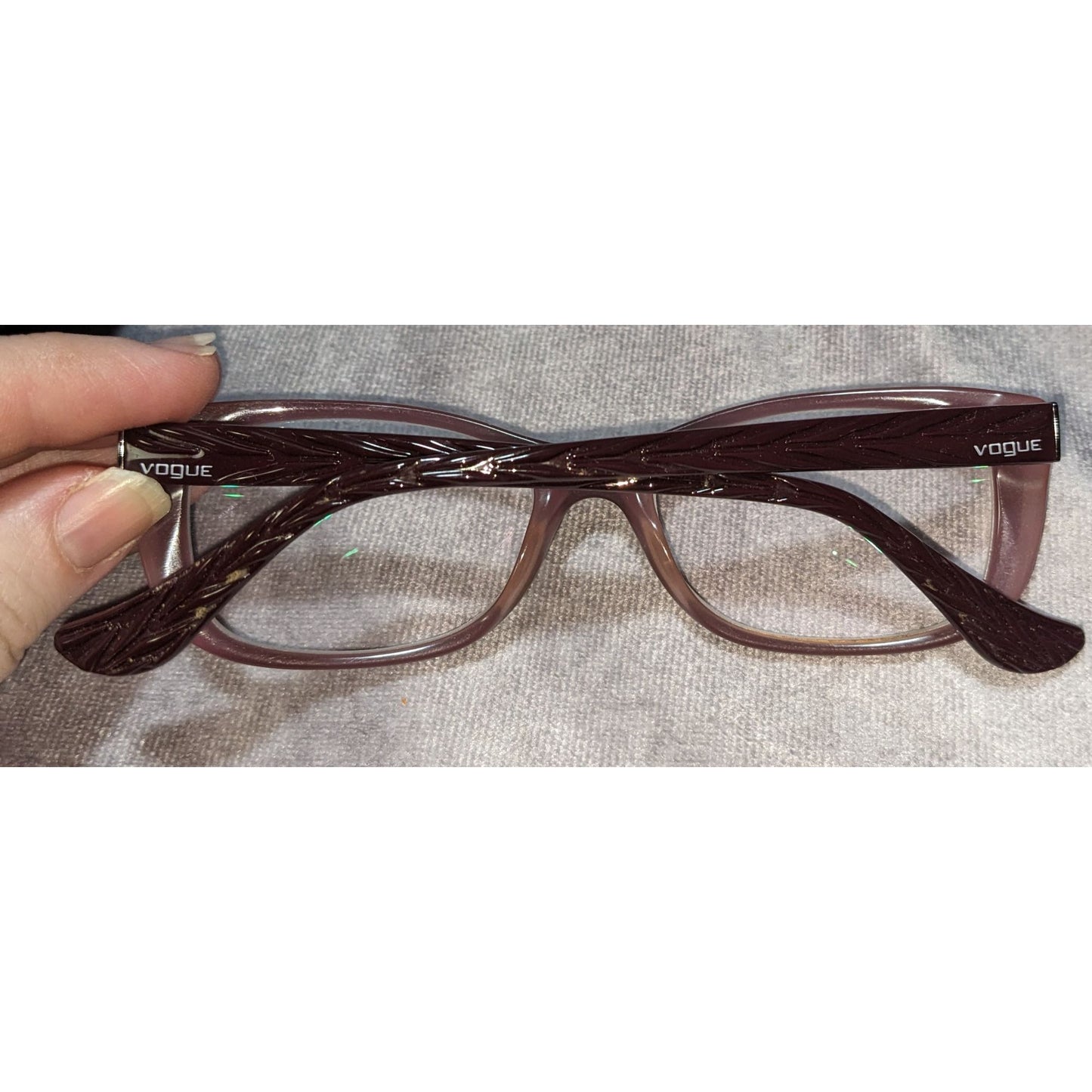 Vogue Eyewear Mauve Purple Rectangular Frames With Case & Cloth