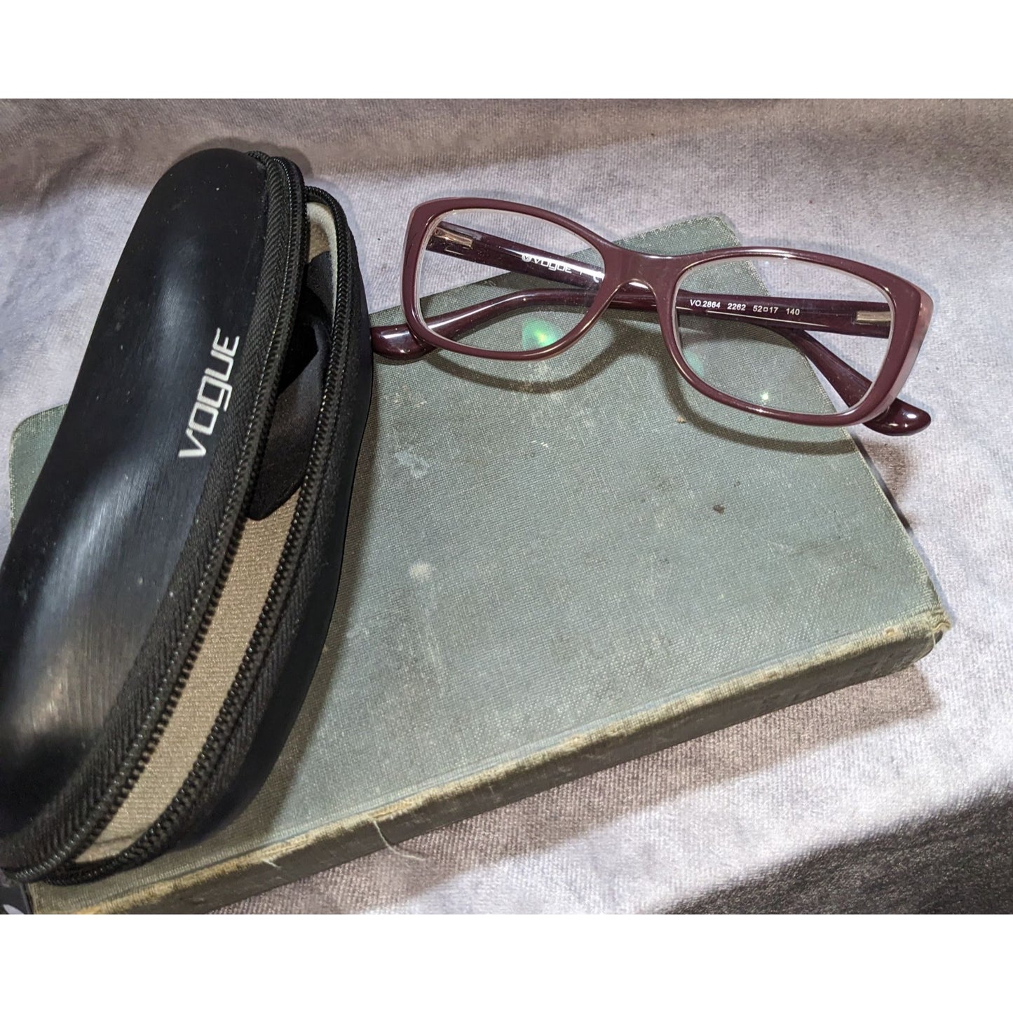 Vogue Eyewear Mauve Purple Rectangular Frames With Case & Cloth