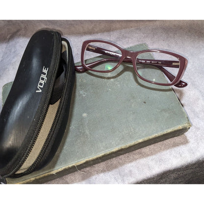 Vogue Eyewear Mauve Purple Rectangular Frames With Case & Cloth