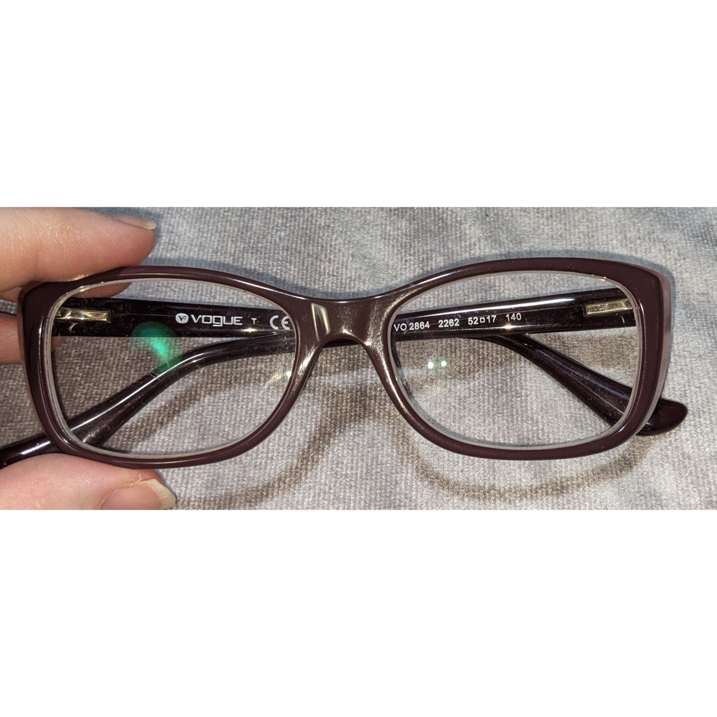 Vogue Eyewear Mauve Purple Rectangular Frames With Case & Cloth