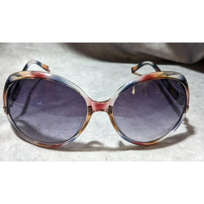 Vintage Baskin Bros. Mottled Red Black And Clear Sunglasses