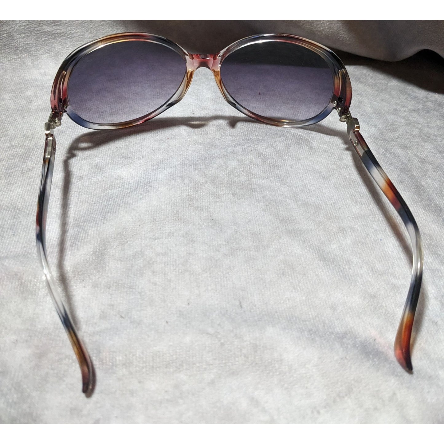 Vintage Baskin Bros. Mottled Red Black And Clear Sunglasses