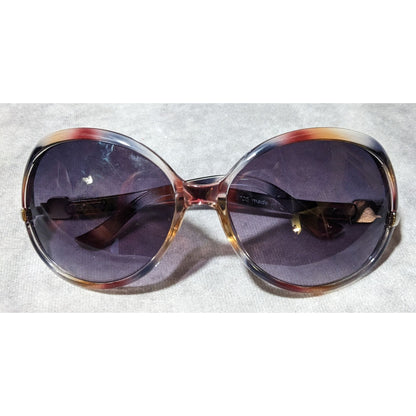 Vintage Baskin Bros. Mottled Red Black And Clear Sunglasses