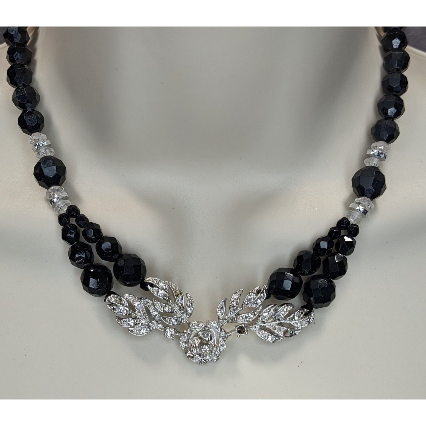 Glam Goth Floral Beaded Necklace