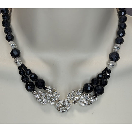 Glam Goth Floral Beaded Necklace