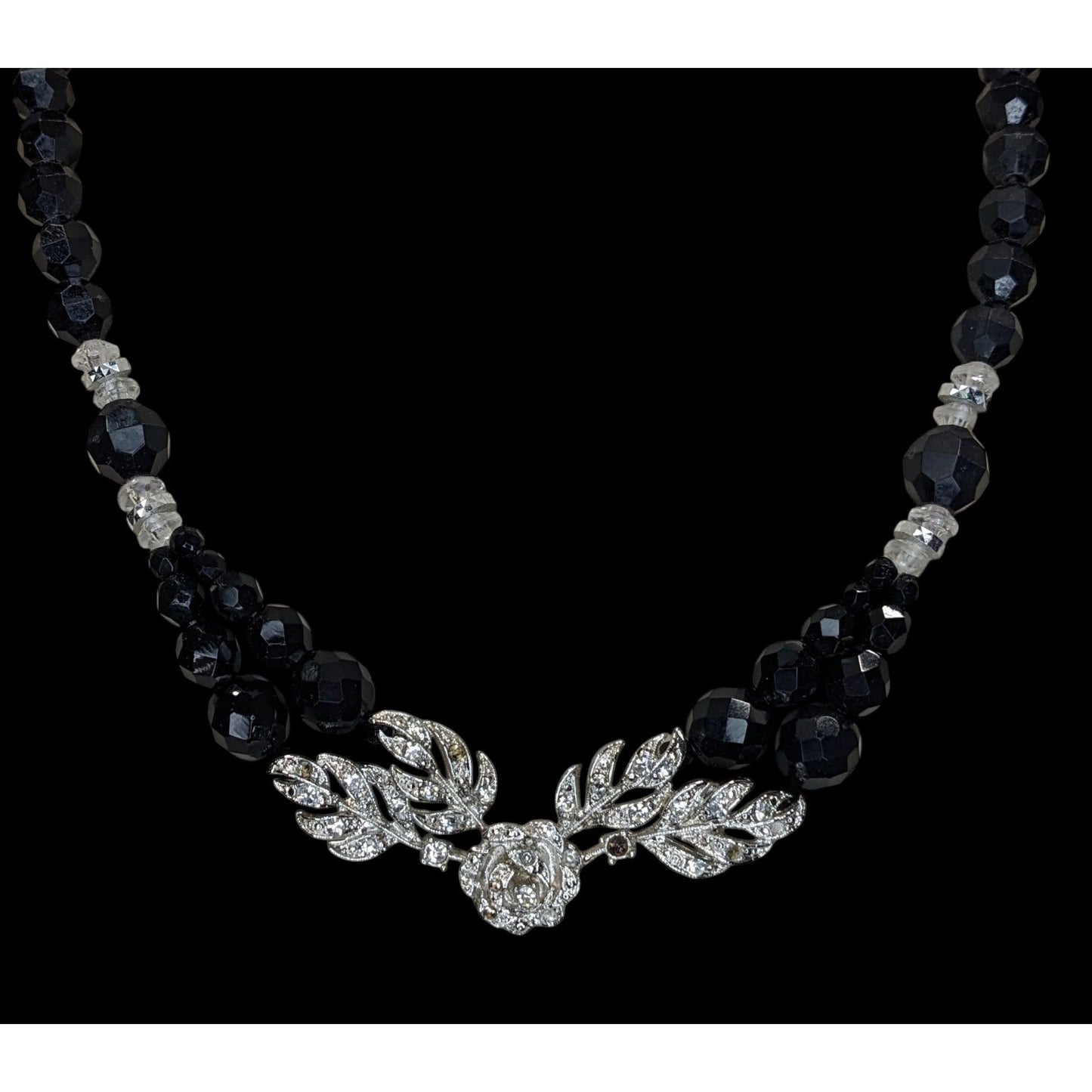 Glam Goth Floral Beaded Necklace