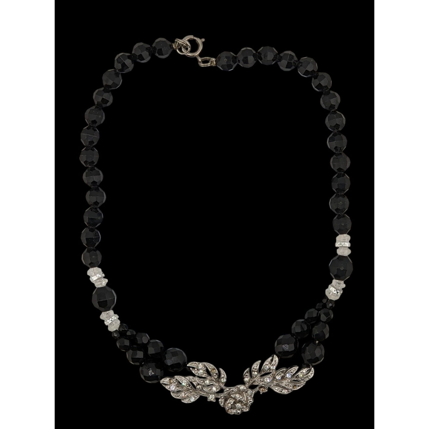 Glam Goth Floral Beaded Necklace