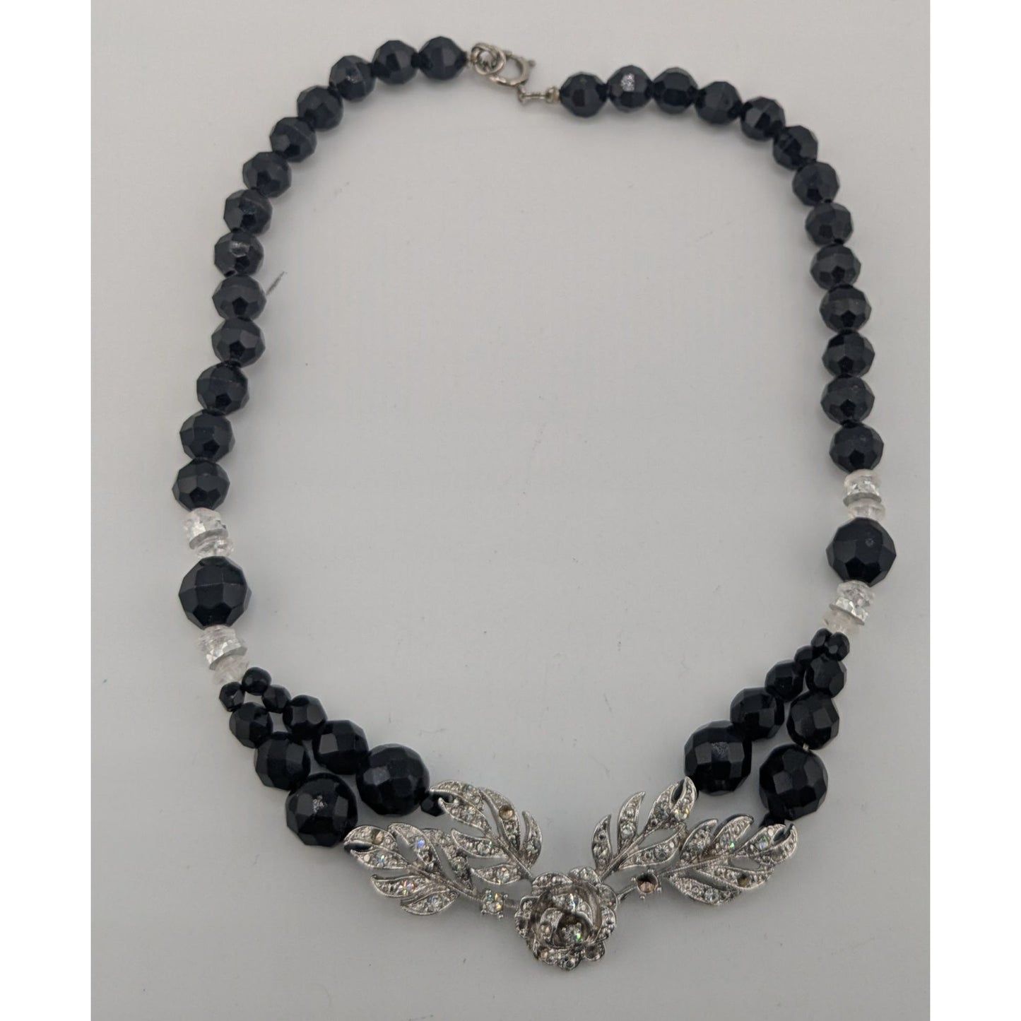 Glam Goth Floral Beaded Necklace