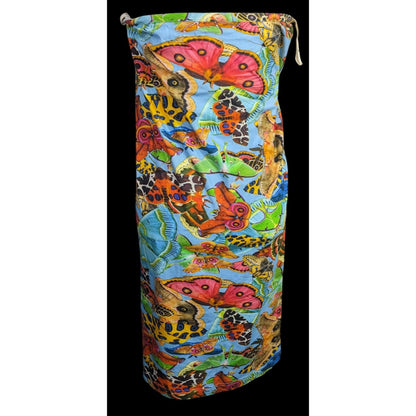 Summer Festival Abacaxi Womens Large Butterfly Print Tube Dress With Drawstring Side Slits