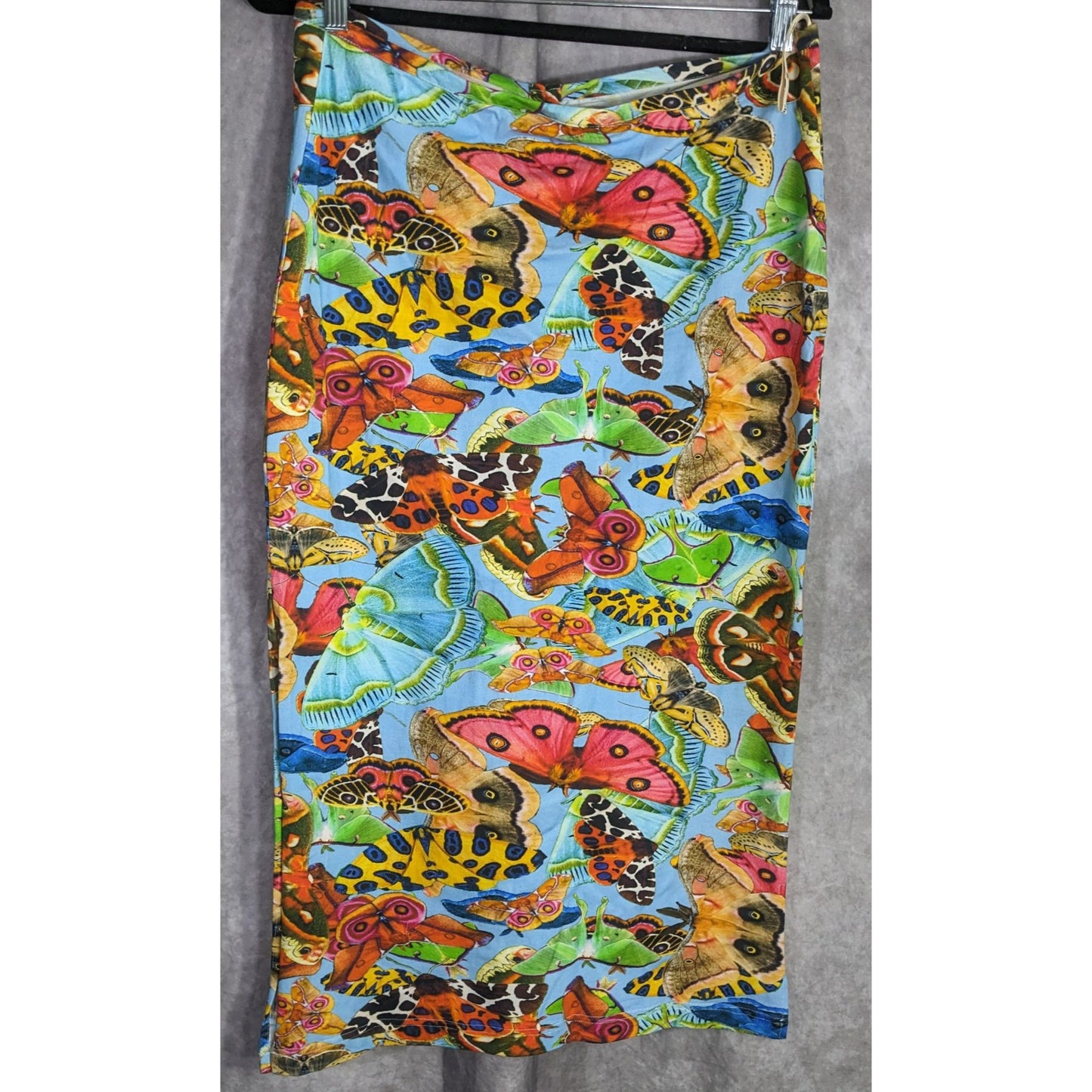 Summer Festival Abacaxi Womens Large Butterfly Print Tube Dress With Drawstring Side Slits