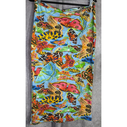 Summer Festival Abacaxi Womens Large Butterfly Print Tube Dress With Drawstring Side Slits