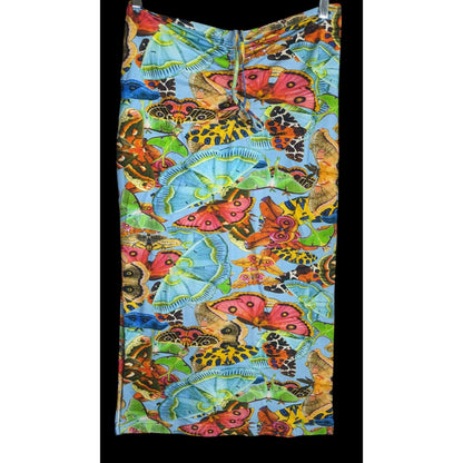 Summer Festival Abacaxi Womens Large Butterfly Print Tube Dress With Drawstring Side Slits