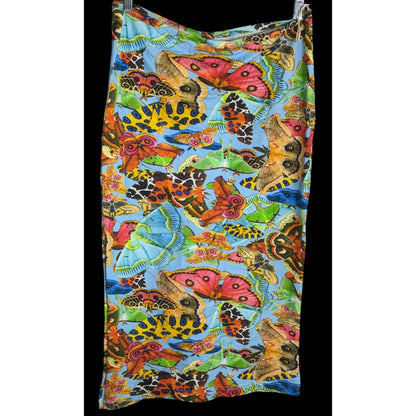 Summer Festival Abacaxi Womens Large Butterfly Print Tube Dress With Drawstring Side Slits