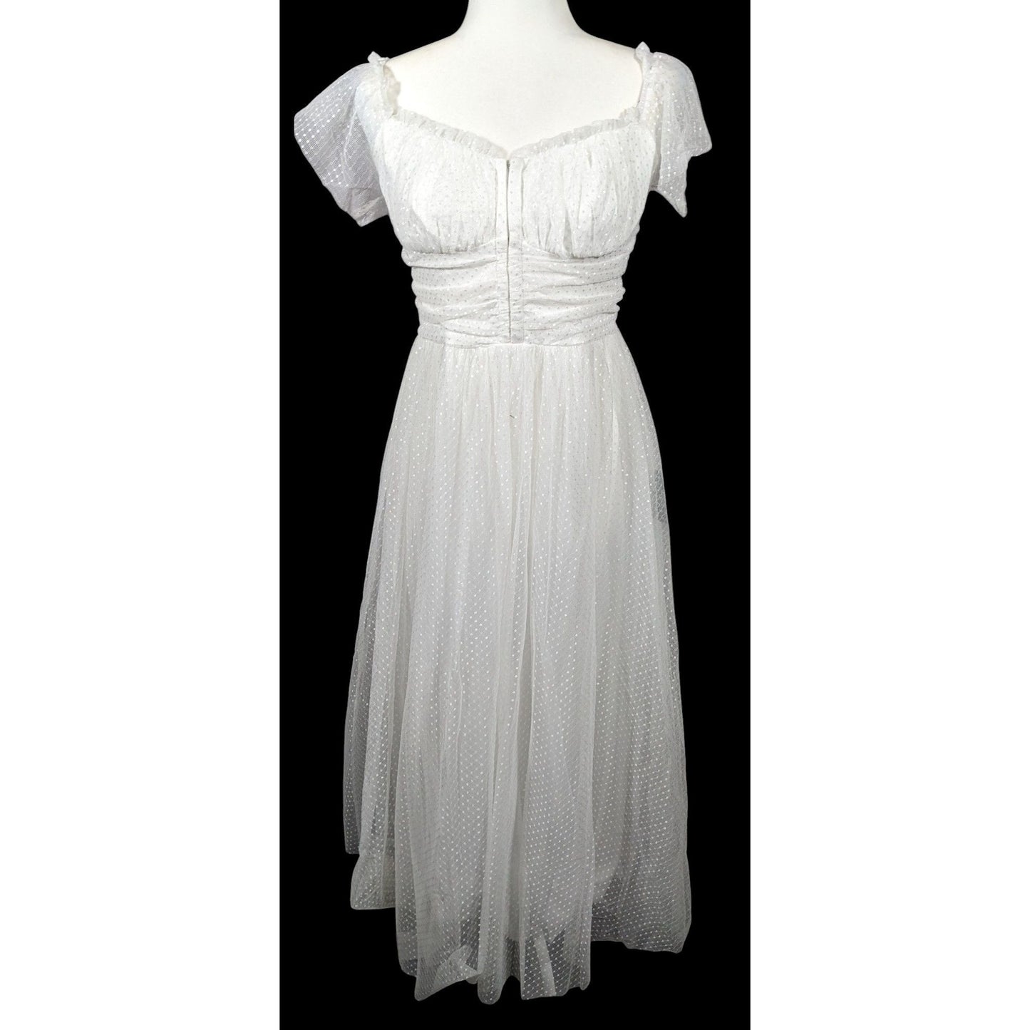 Lulus Regal Radiance Whimsical White Tiered Bustier Dress Size XL
