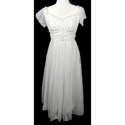 Lulus Regal Radiance Whimsical White Tiered Bustier Dress Size XL