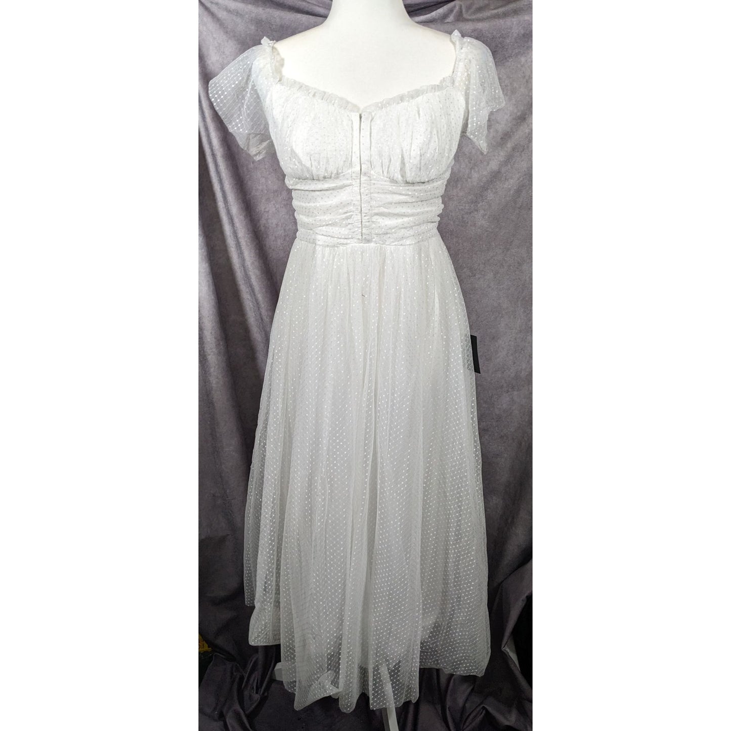 Lulus Regal Radiance Whimsical White Tiered Bustier Dress Size XL
