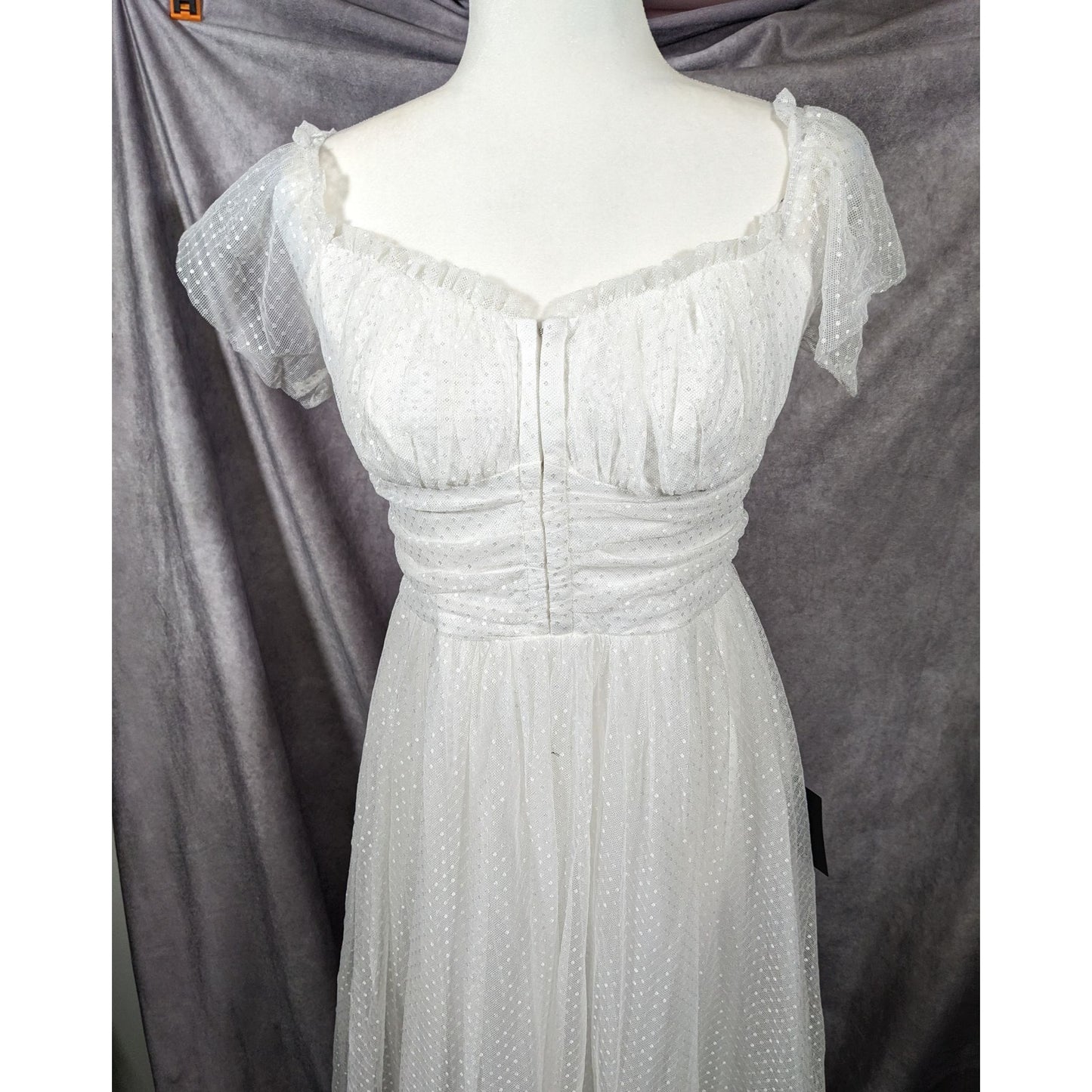 Lulus Regal Radiance Whimsical White Tiered Bustier Dress Size XL