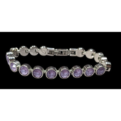 Touchstone Crystal by Swarovski Tennis Bracelet Pastel Purple And Stainless Steel