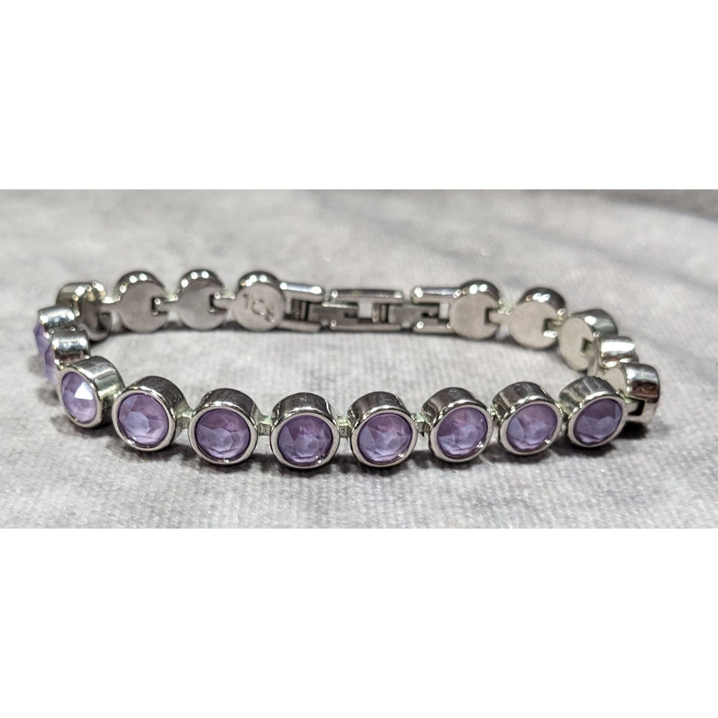 Touchstone Crystal by Swarovski Tennis Bracelet Pastel Purple And Stainless Steel