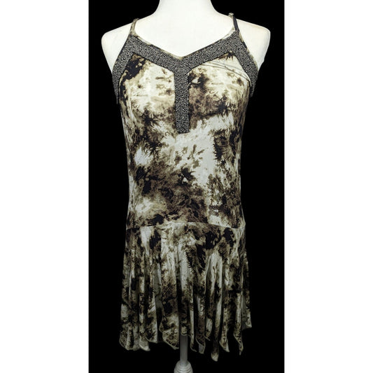 Ruff Hewn Hippie Bohemian Tie Dye Glass Beaded Dress Size XS