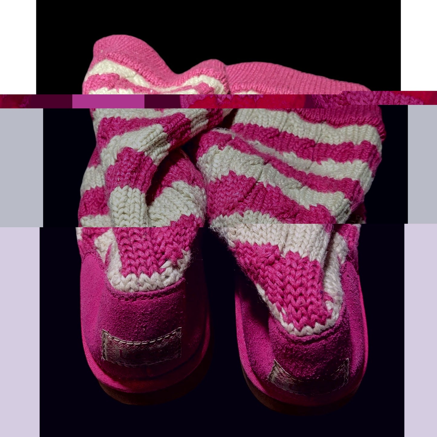 UGG Australia Pink And White Striped Cable Knit Boots