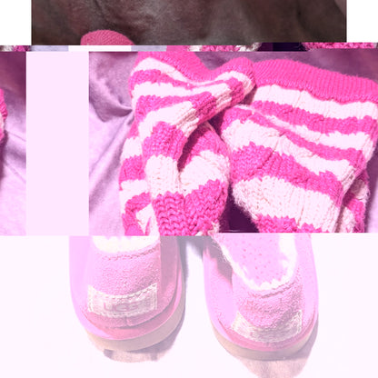 UGG Australia Pink And White Striped Cable Knit Boots