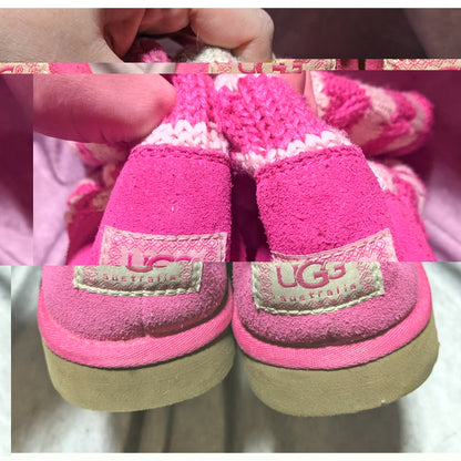 UGG Australia Pink And White Striped Cable Knit Boots