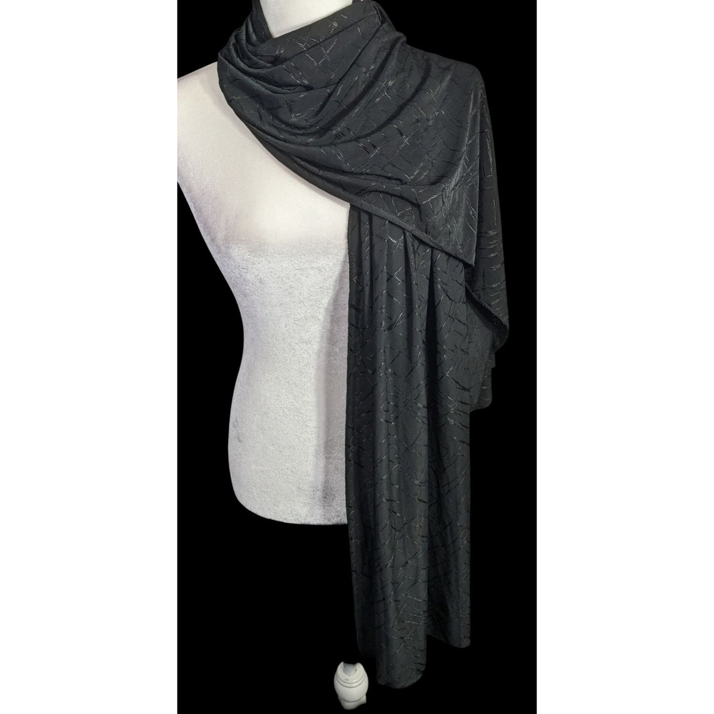 K.H.M. Black Textured Scarf/Headscarf