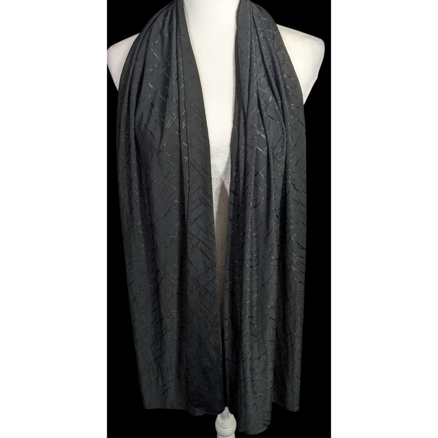 K.H.M. Black Textured Scarf/Headscarf