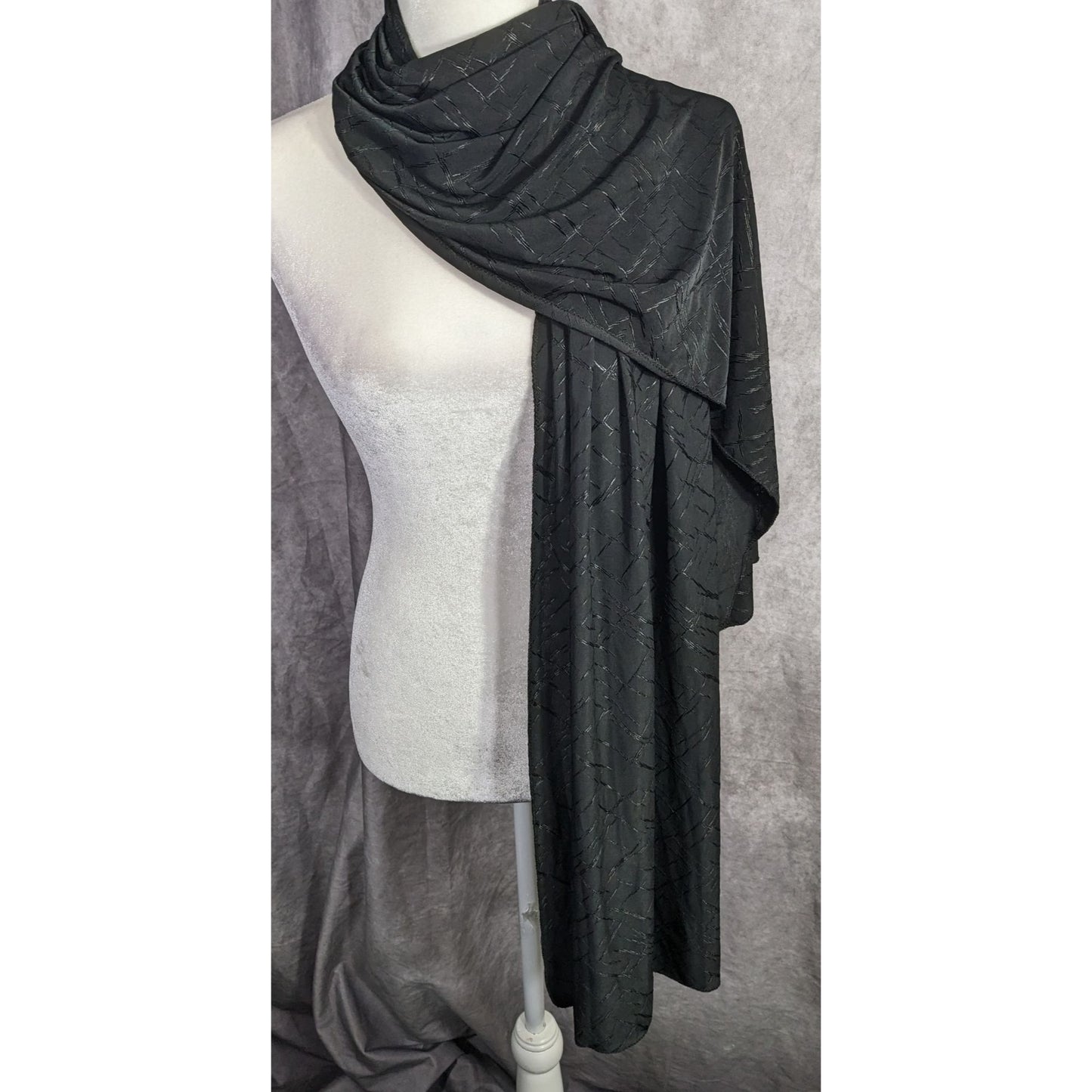 K.H.M. Black Textured Scarf/Headscarf