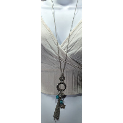 Bohemian Floral Tassel Cluster Charm Pendant Necklace