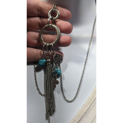 Bohemian Floral Tassel Cluster Charm Pendant Necklace