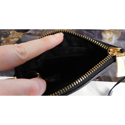 Rebecca Minkoff Black Leather I Rock CHI Coin Pouch With Gold Tone Zipper