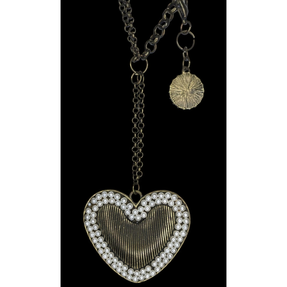Coquette Romantic Pearl Heart Pendant Layered Statement Necklace