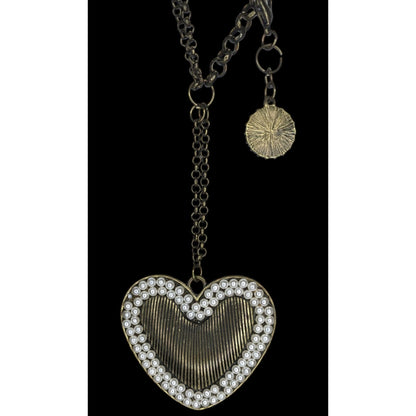 Coquette Romantic Pearl Heart Pendant Layered Statement Necklace