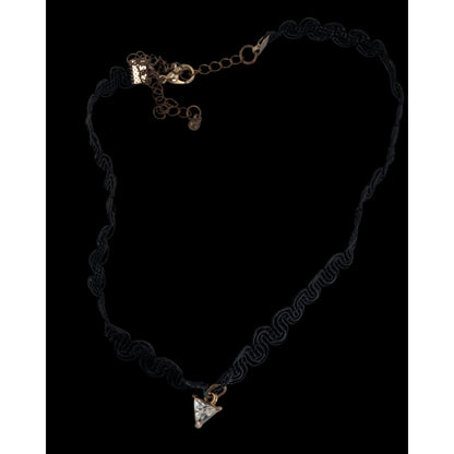 Goth Y2K Romantic Black Choker Clear Glass Gem Dangle Necklace
