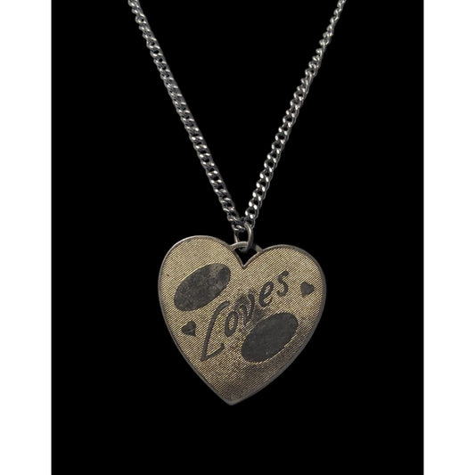 Vintage Engravable Heart Shaped Loves Gold Tone Pendant Necklace