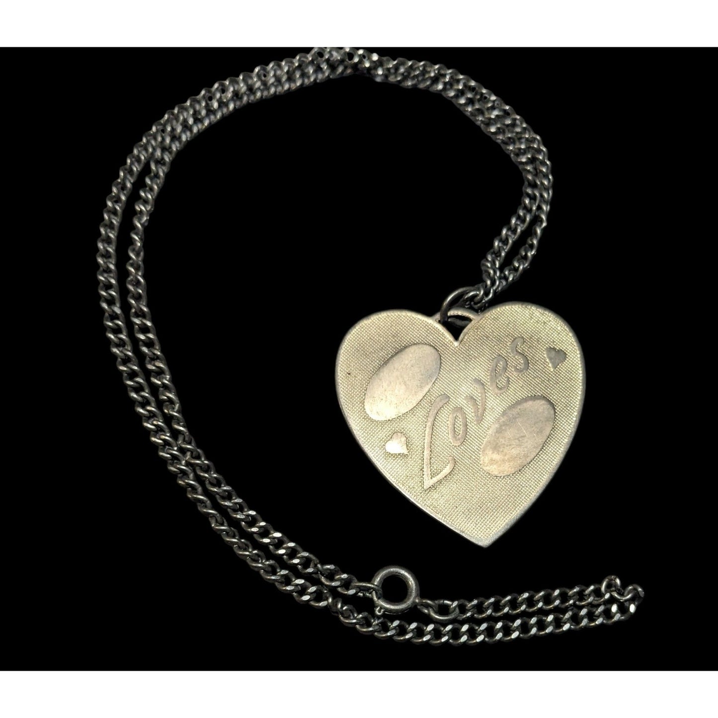 Vintage Engravable Heart Shaped Loves Gold Tone Pendant Necklace