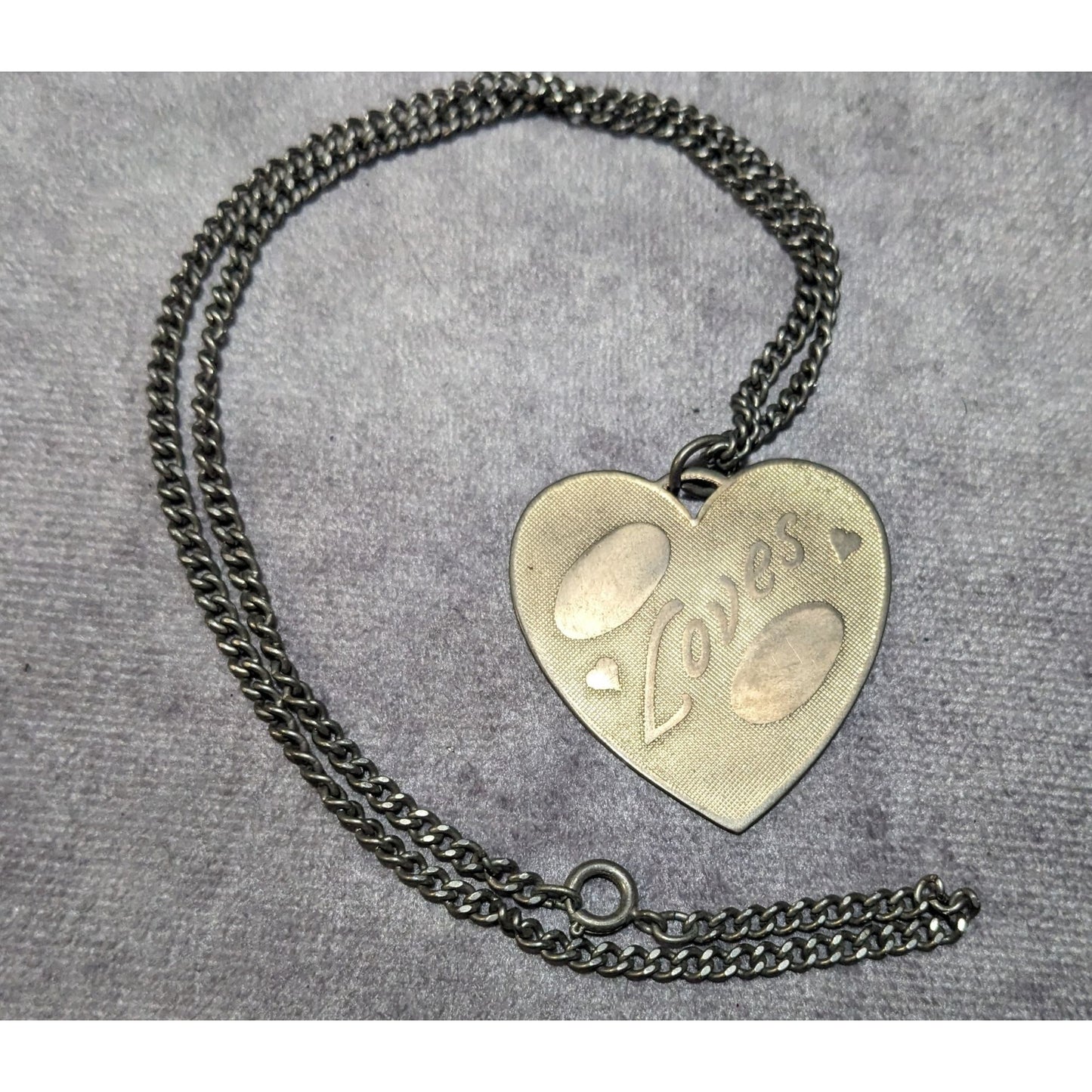 Vintage Engravable Heart Shaped Loves Gold Tone Pendant Necklace