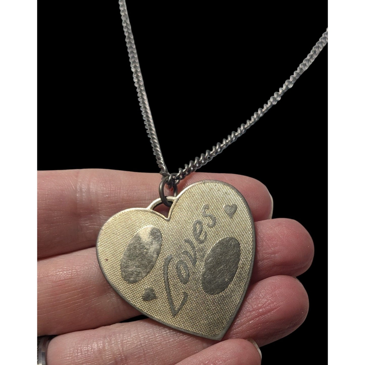 Vintage Engravable Heart Shaped Loves Gold Tone Pendant Necklace