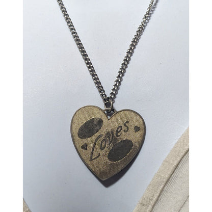 Vintage Engravable Heart Shaped Loves Gold Tone Pendant Necklace