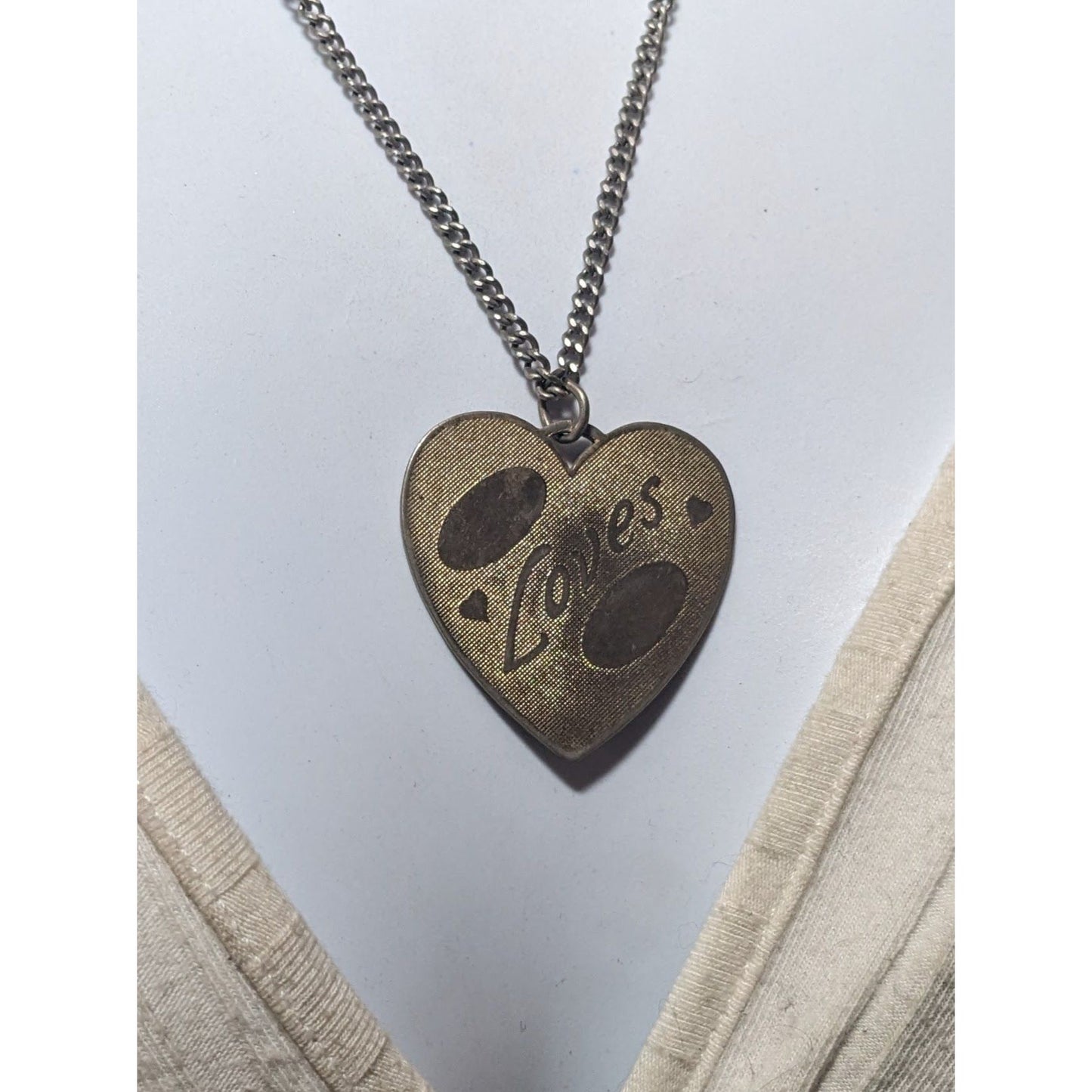 Vintage Engravable Heart Shaped Loves Gold Tone Pendant Necklace