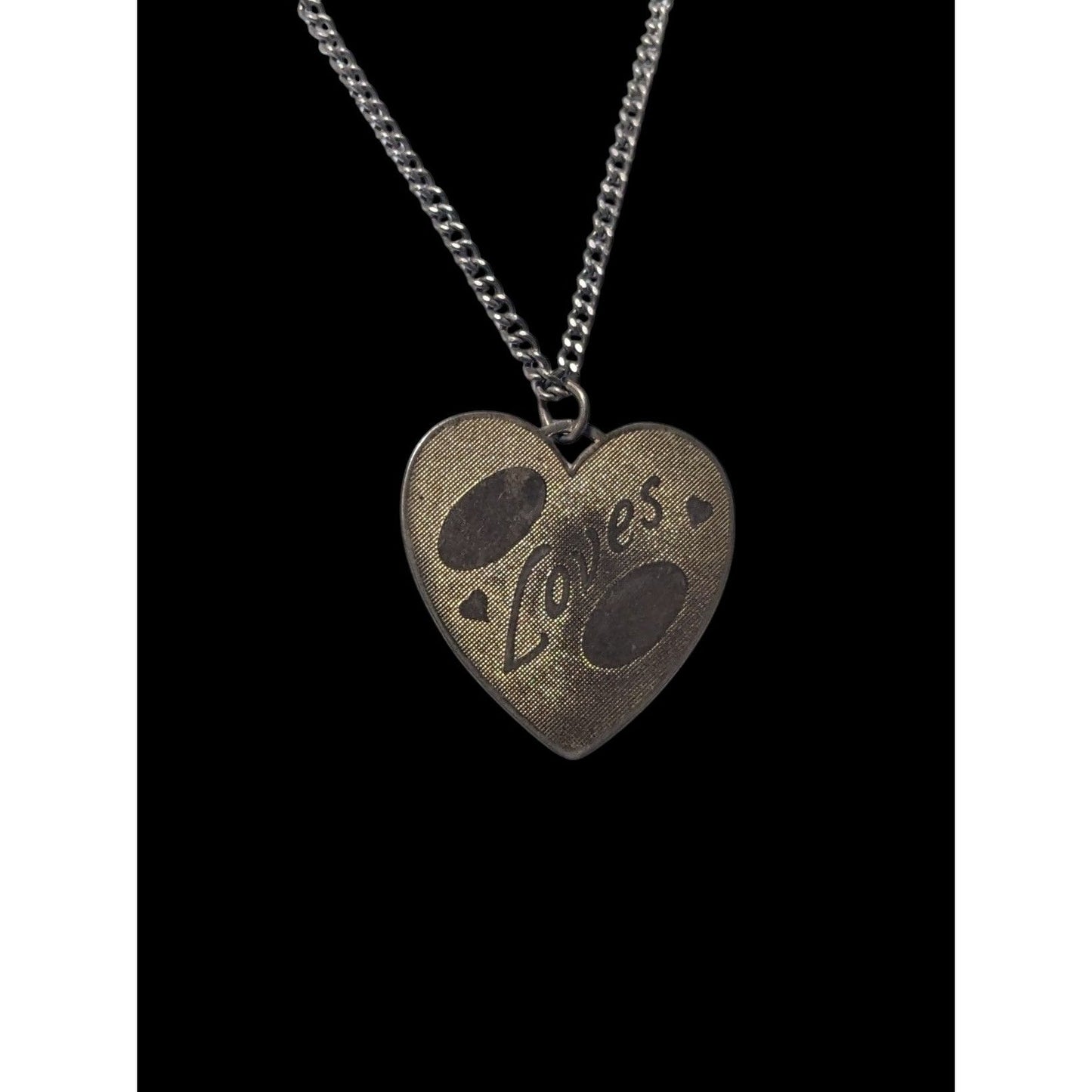 Vintage Engravable Heart Shaped Loves Gold Tone Pendant Necklace