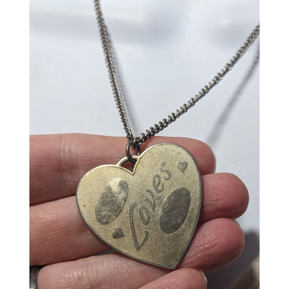 Vintage Engravable Heart Shaped Loves Gold Tone Pendant Necklace