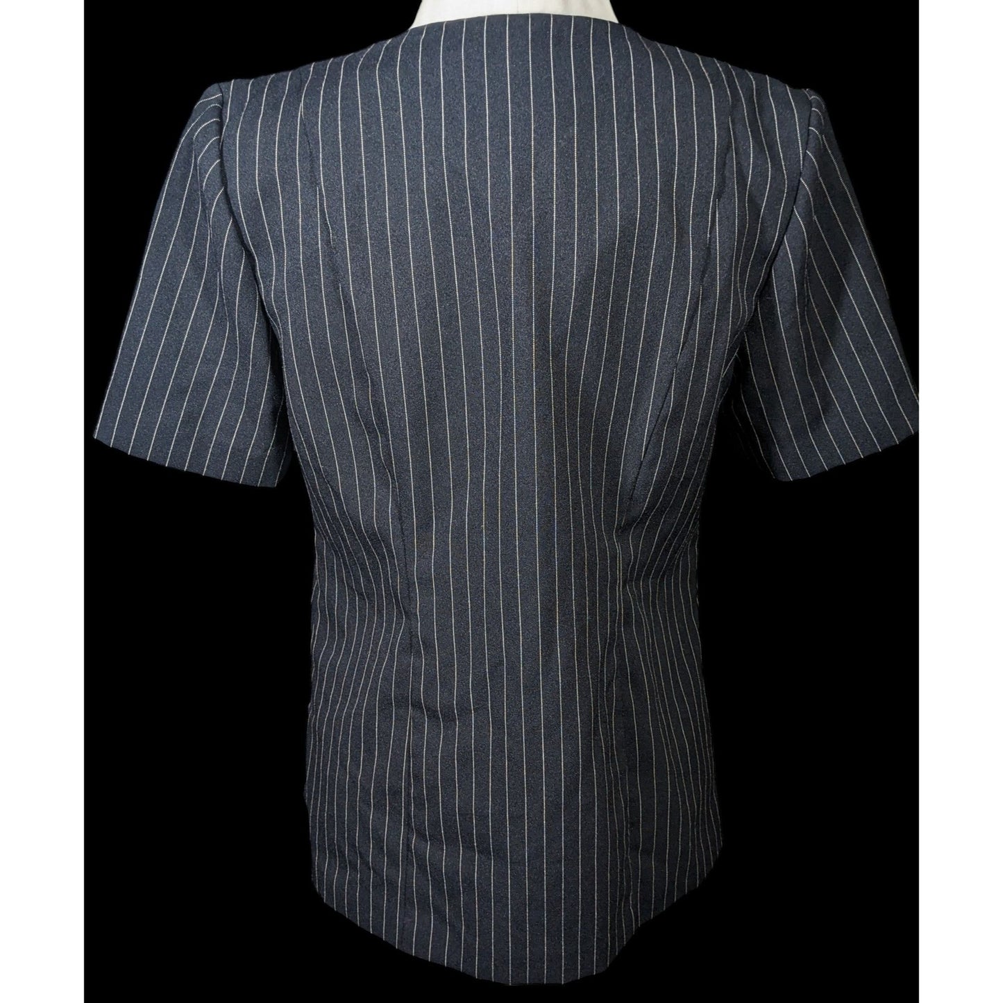 Vintage BFA Classics Pinstripe Blazer With Faux Undershirt Collar Accent