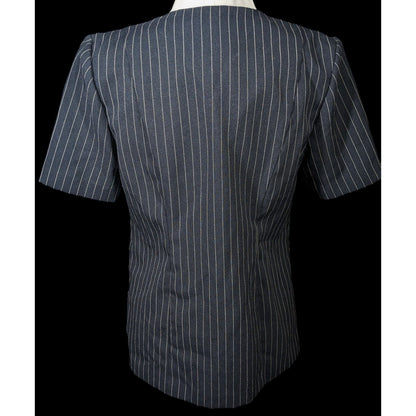Vintage BFA Classics Pinstripe Blazer With Faux Undershirt Collar Accent